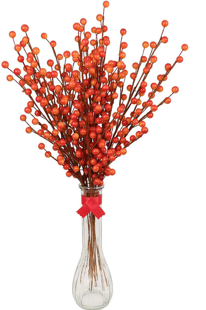 17" Artificial Fall Berry Spray with 35 Berries, Lifelike Seasonal Accent, Perfect for Floral Arrangements, Crafts & Thanksgiving or Christmas Decor