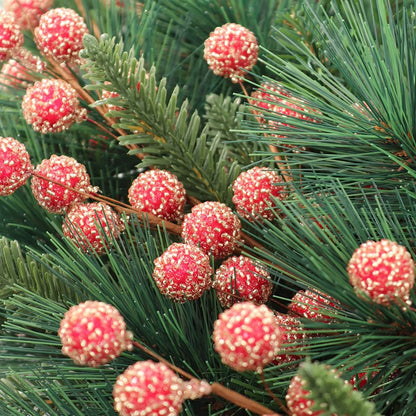 17" Artificial Beaded Red Berry Spray, 25 Berries, Elegant Decorative Accent for Floral Arrangements, Crafts & Christmas Decor