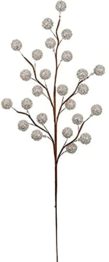 12 Silver Holly Berry Decorative Wire Stem Picks Branch