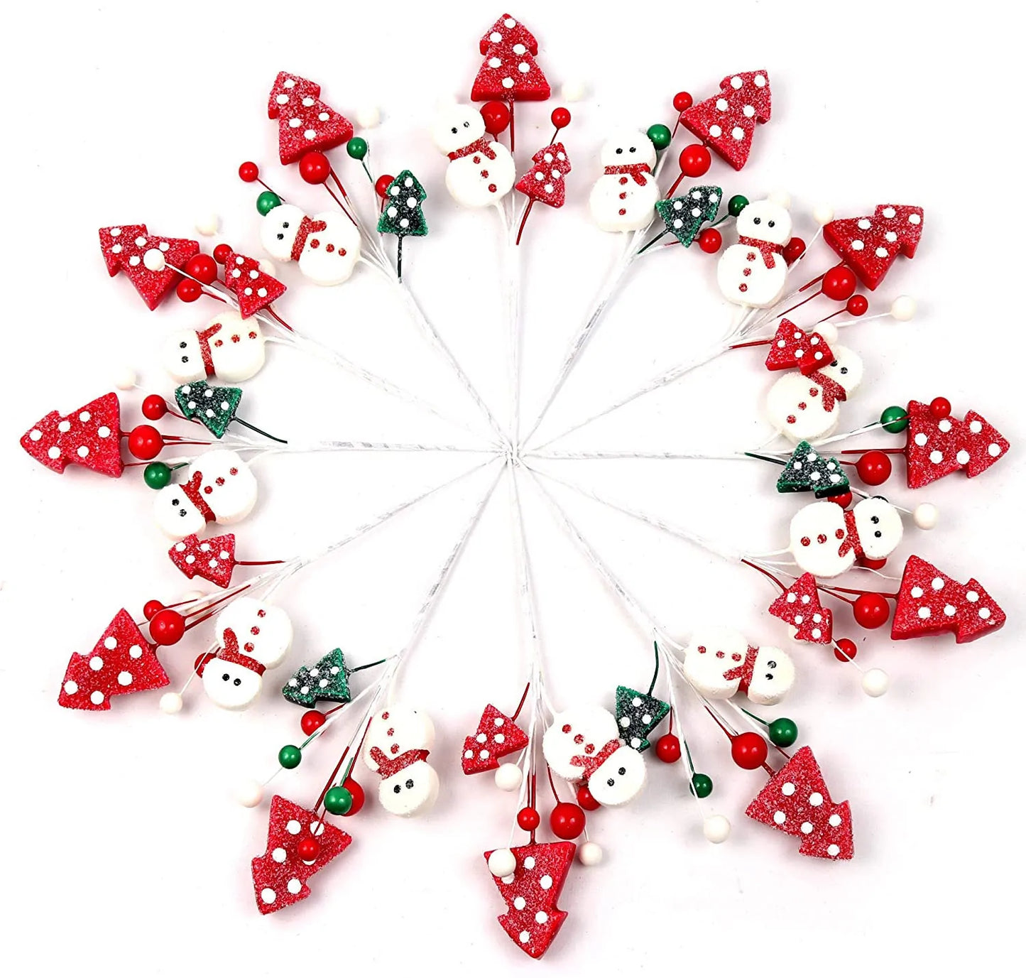 Snowman Christmas Tree Berry Pick- 9" (12 Pieces)