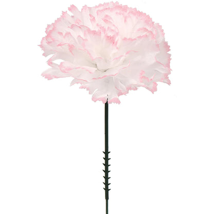 Charming White Pink Carnation Pick 100 - Stunning 7"x 3.5" Artificial Flowers for Striking Floral Arrangements, Weddings, and Home Decor - Lifelike Blooms in Delicate Shades of White and Pink - Elevate Your Space with Beauty and Grace