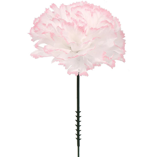 Charming White Pink Carnation Pick 100 - Stunning 7"x 3.5" Artificial Flowers for Striking Floral Arrangements, Weddings, and Home Decor - Lifelike Blooms in Delicate Shades of White and Pink - Elevate Your Space with Beauty and Grace