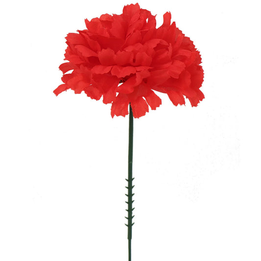 Radiant Red Carnation Pick Set: 100 Artificial 7"x 3.5" Picks - Lifelike Blooms for Bouquets, Centerpieces, and Floral Arrangements - Add Elegance to Any Occasion