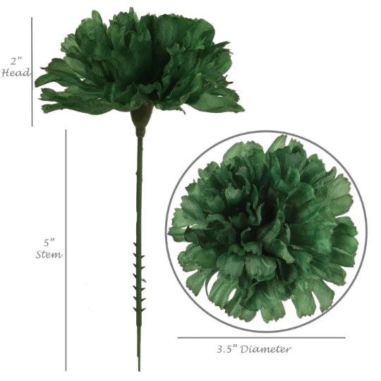 Emerald Enchantment: Elevate Your Space with 100-Pack Silk Emerald Carnation Picks - Stunning 3.5" Heads for Vibrant Beauty and Versatile Decorating