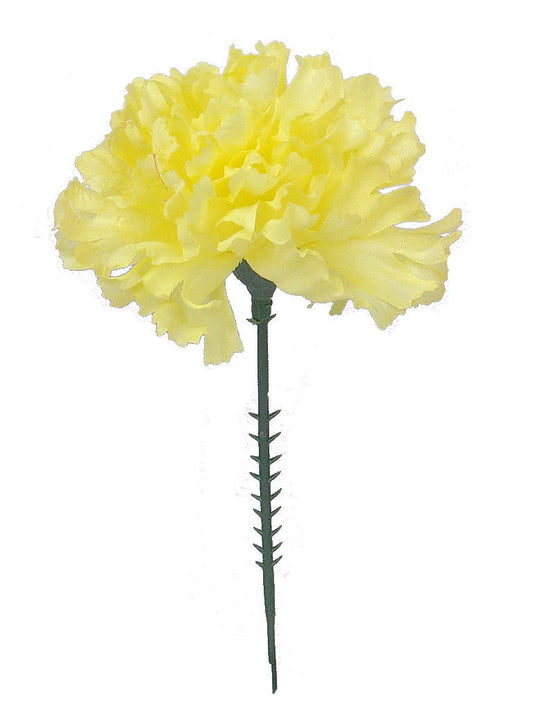 Radiant Blooms: Captivating Yellow Carnation Picks - Lifelike 7" Artificial Stem with 3.5" Flower Head for Vibrant Floral Decor