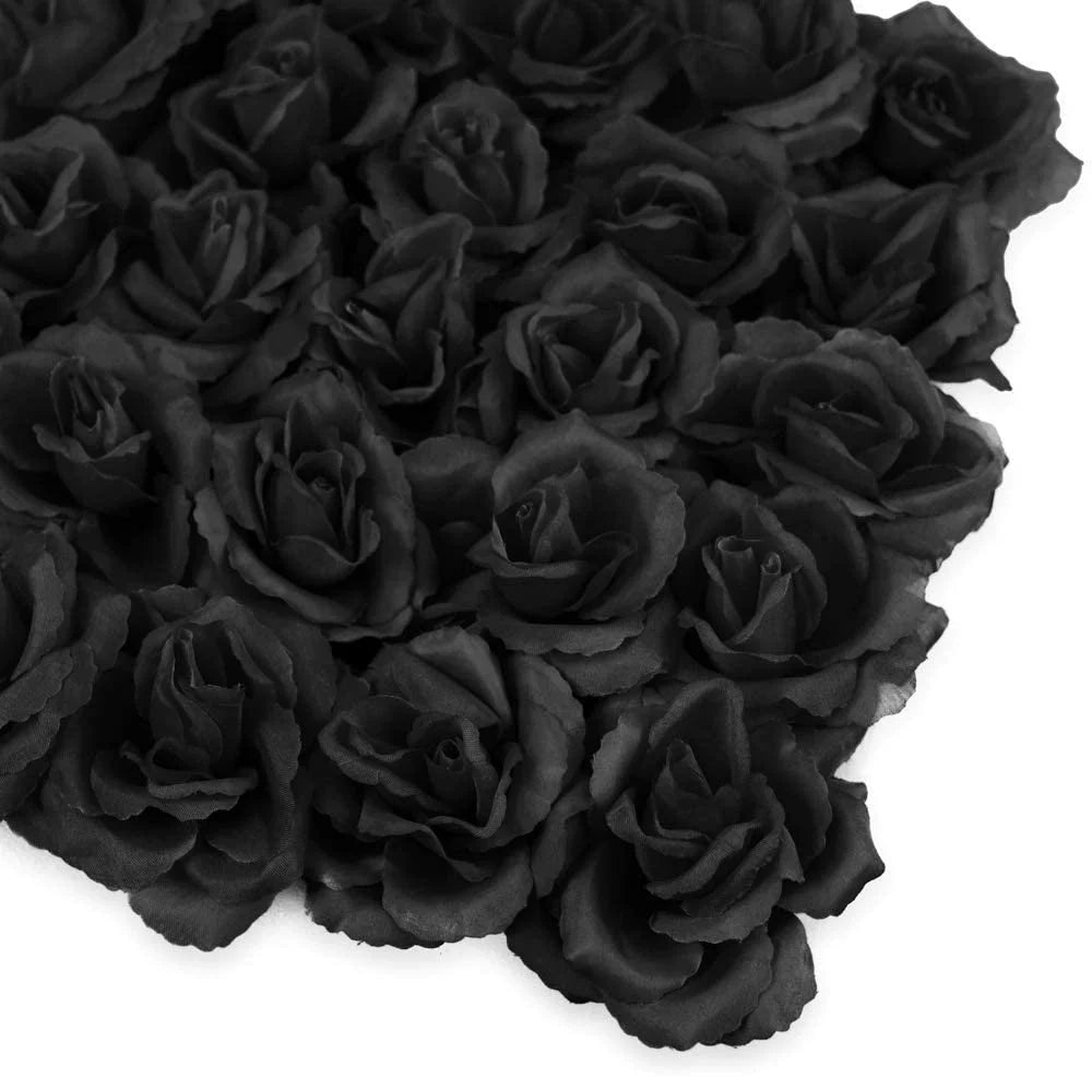 Enchanting Elegance: 50-Pack of Exquisite Silk Black Rose Picks for Stunning Floral Arrangements, Crafts, and Décor