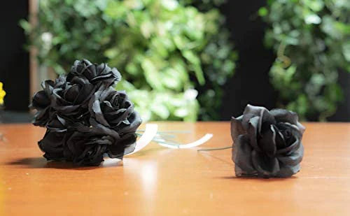 Enchanting Elegance: 50-Pack of Exquisite Silk Black Rose Picks for Stunning Floral Arrangements, Crafts, and Décor