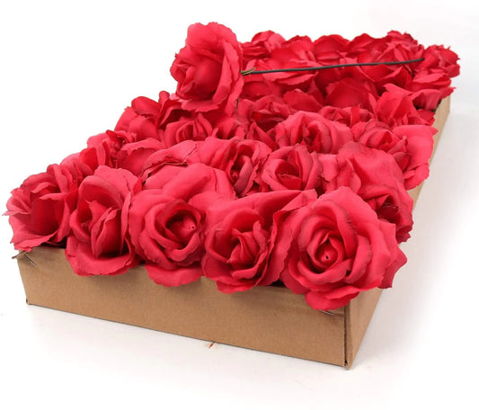 Radiant Blooms: Set of 50 Artificial 8"x 3" Beauty Color Rose Picks for Exquisite Floral Arrangements and Crafts