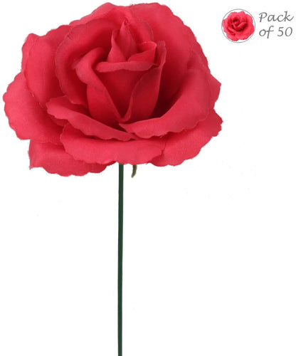 Radiant Blooms: Set of 50 Artificial 8"x 3" Beauty Color Rose Picks for Exquisite Floral Arrangements and Crafts