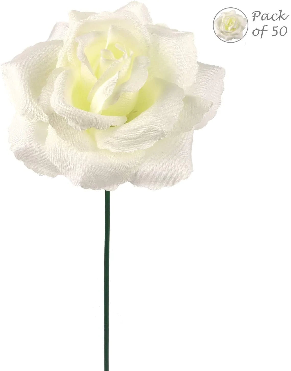 Luminous Ivory Delight: 50-Pack of Captivating Cream White Artificial Rose Picks, Perfect for Exquisite Floral Arrangements, Crafts, and Wedding Decor