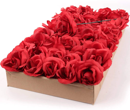 Crimson Majesty: 50-Pack of Exquisite Dark Red Artificial Rose Picks, Perfect for Elegant Floral Arrangements, Crafts, and Special Occasions