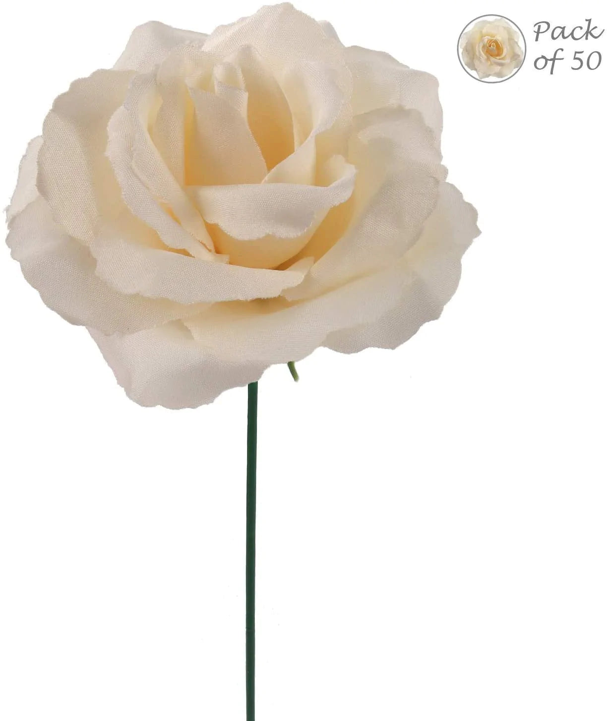 Timeless Elegance: 50-Pack of Stunning Ivory Artificial Rose Picks, Ideal for Exquisite Floral Arrangements, Crafts, and Wedding Decor