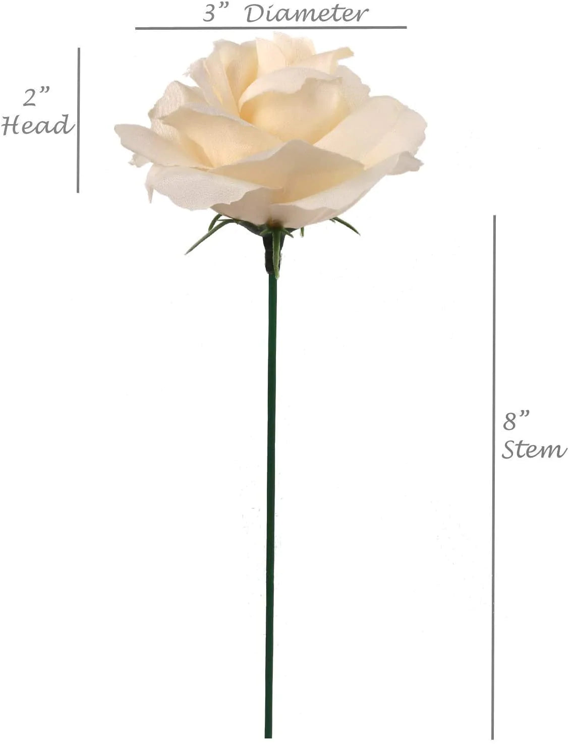 Timeless Elegance: 50-Pack of Stunning Ivory Artificial Rose Picks, Ideal for Exquisite Floral Arrangements, Crafts, and Wedding Decor