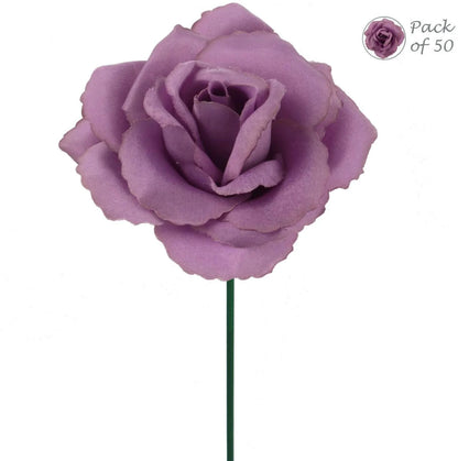 Lavender Bliss: 50-Pack of Enchanting Lilac Color Artificial Rose Picks for Gorgeous Floral Arrangements, Crafts, and Home Decor