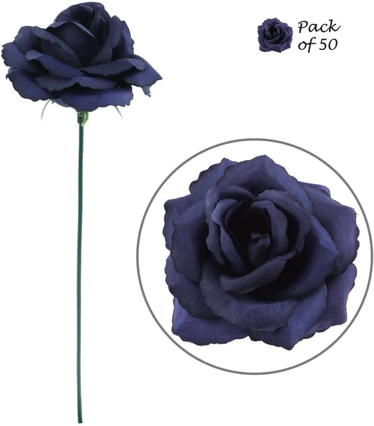 Artificial 8"x 3" Navy Blue Rose Pick (50)