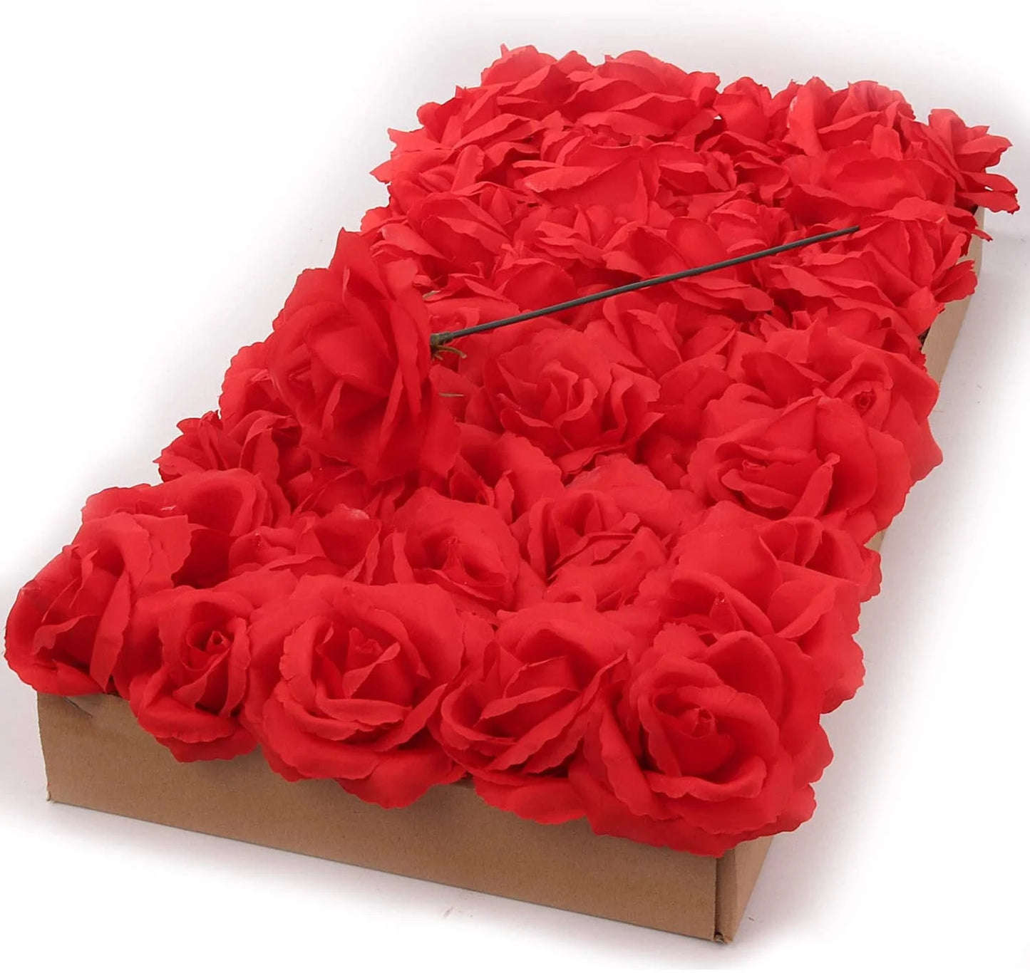 Passionate Blooms: Box of 50 Artificial Red Rose Picks, 8" Long x 3" Wide, Perfect for Expressive Floral Arrangements, Crafts, and Romantic Decor