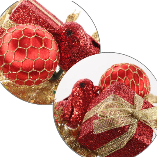 Red and Gold Christmas Ornament Pick- 7" (12 Pieces)