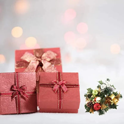 Sparkling Glitter Wreath Picks with Decorative Fruit Cones, Set of 4 Pieces, Perfect for Christmas, Holiday Decor & Seasonal Arrangements