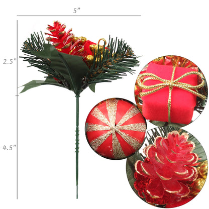 "Premium Red Velvet Christmas Picks, 7-Inch - Festive Holiday Decor, Pack of 12