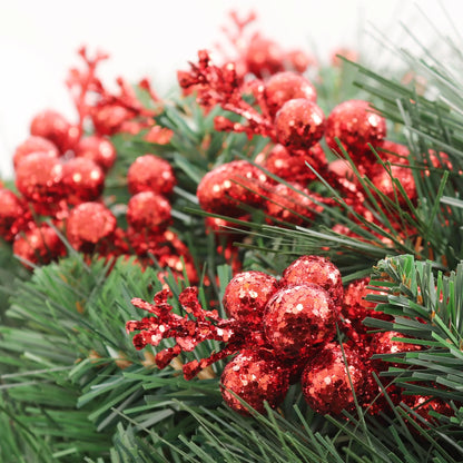 Artificial Christmas Berry Spray Red Glitter Sequin 15 Berries- 9" (24 Pieces)