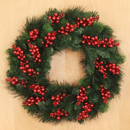 Artificial Christmas Berry Spray Red Glitter Sequin 15 Berries- 9" (24 Pieces)