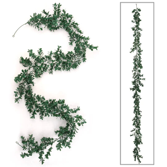 6 Foot Long Artificial Boxwood Garland