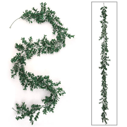 6-Foot Long Artificial Boxwood Garland, Lifelike Greenery, Perfect for Home & Seasonal Decor, Wedding & Christmas Decorations