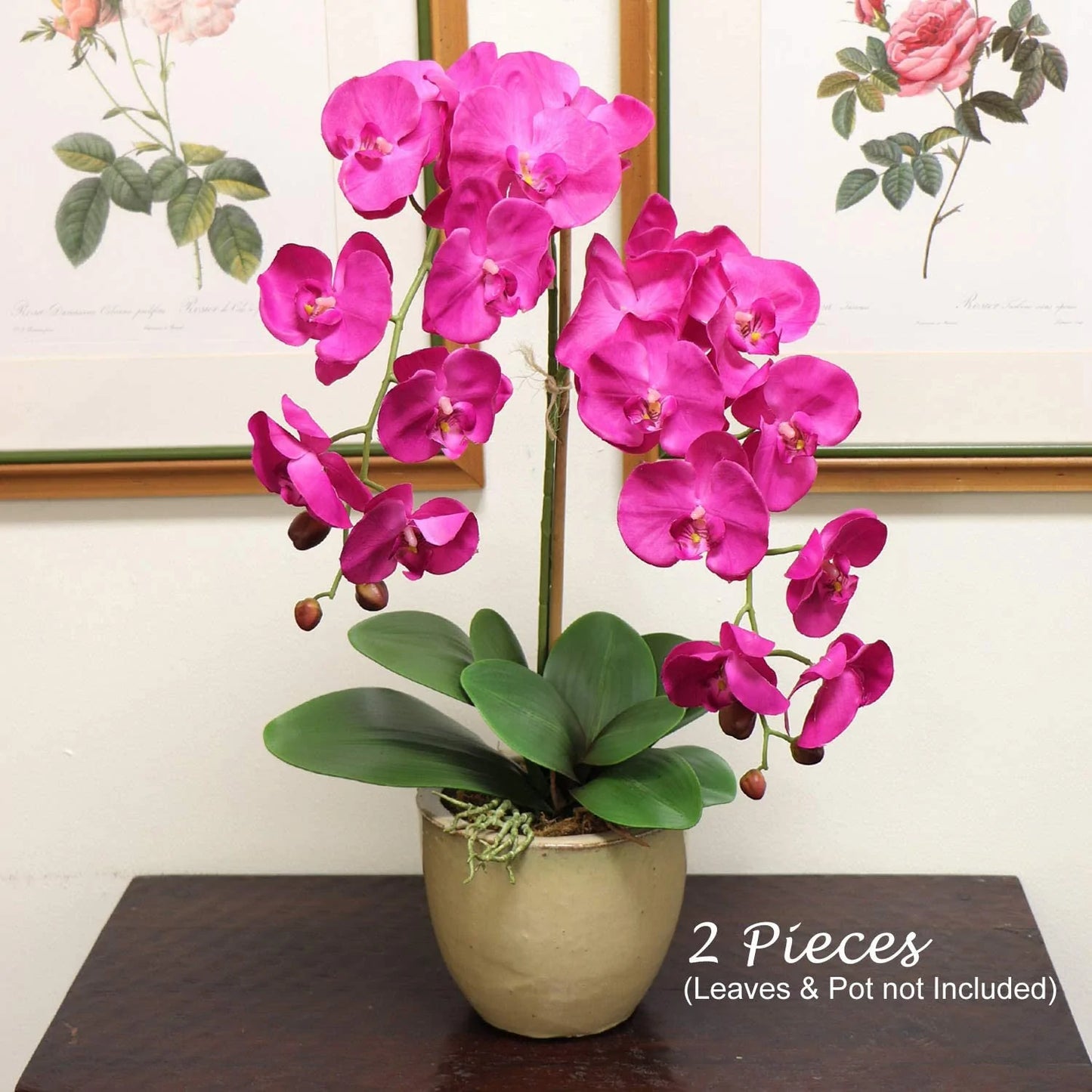 Artificial Real Touch Silk Phalaenopsis Orchid 9 Flowers 3 Buds- 34" (2 Pieces)