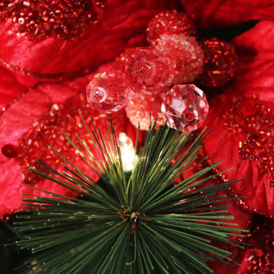 Red Poinsettia Velvet Pick 3 Pieces 11" x 9"