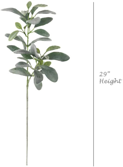 Silk Lambs Ear Stems Artificial Greenery 29”