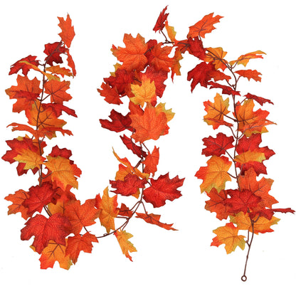 6ft Premium Artificial Maple Leaf Garland, High-Quality Silk Faux Autumn Leaves, Perfect for Fall, Thanksgiving & Christmas Home Decor