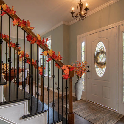 6ft Premium Artificial Maple Leaf Garland, High-Quality Silk Faux Autumn Leaves, Perfect for Fall, Thanksgiving & Christmas Home Decor