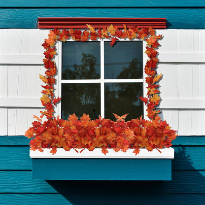 6ft Premium Artificial Maple Leaf Garland, High-Quality Silk Faux Autumn Leaves, Perfect for Fall, Thanksgiving & Christmas Home Decor