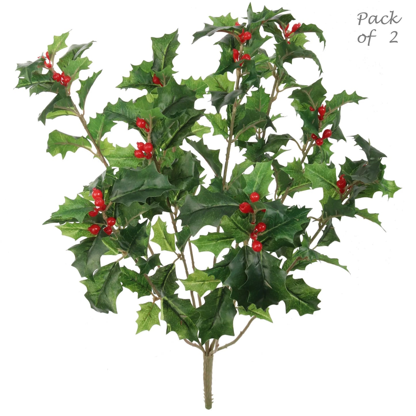 Artificial Real Touch Silk Holly Bush 117 Leaves- 18" x 14"