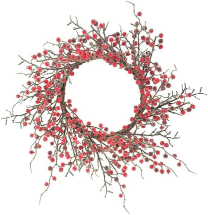 Festive 22-Inch Large Red Berry Wreath - Perfect for Holiday Decoration and Seasonal Home Decor