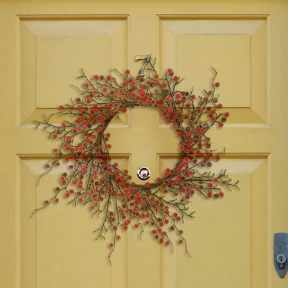 Festive 22-Inch Large Red Berry Wreath - Perfect for Holiday Decoration and Seasonal Home Decor
