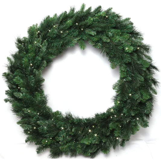 Artificial Christmas Wreath Green Pine 360 tips 150 LED Lights-48"