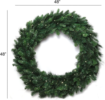 Christmas Wreath LED Lights 48" Classic Green Pine