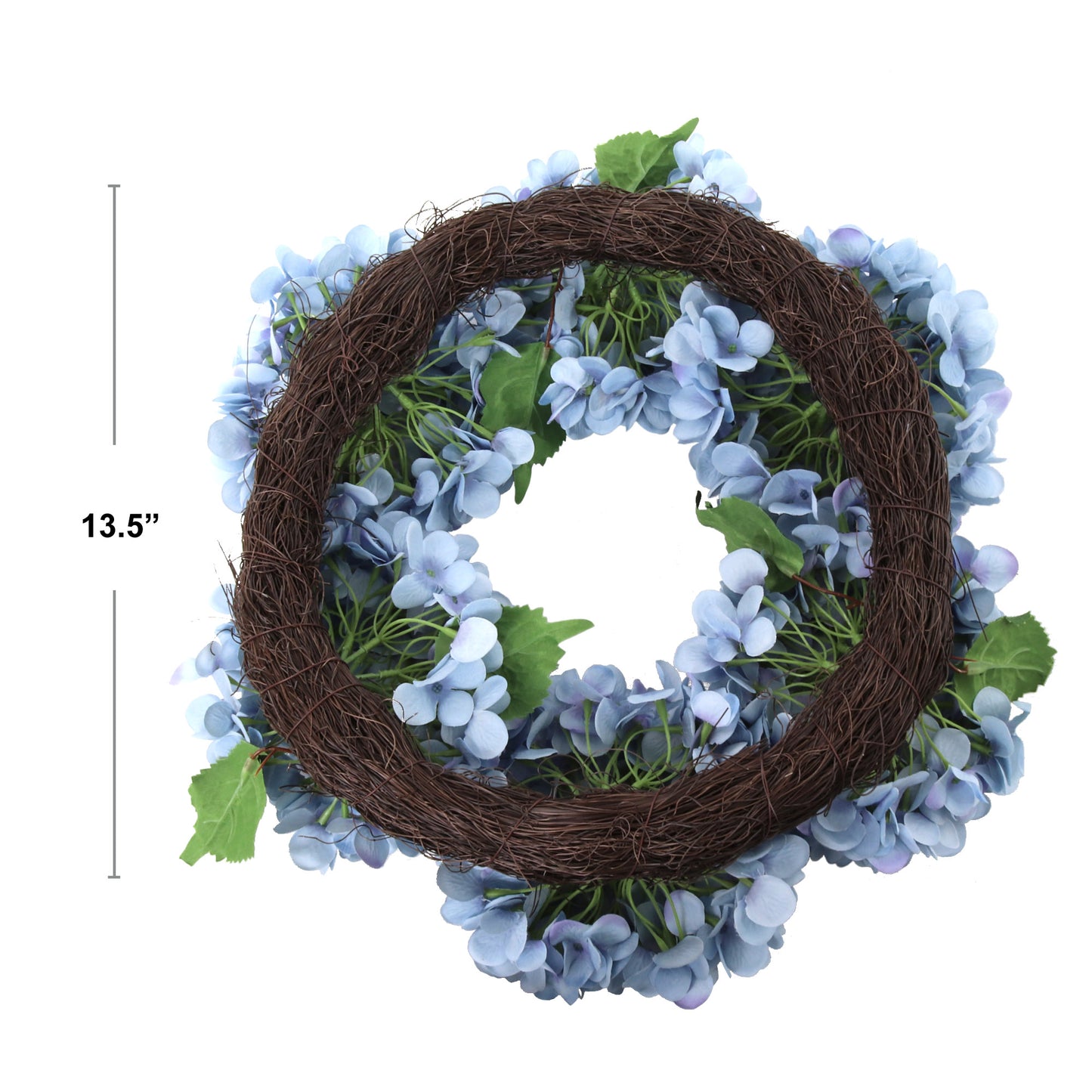 Artificial 18" Blue Hydrangea Wreath - Handcrafted, UV Resistant, All-Season, Indoor/Outdoor Decor, Perfect for Home, Wedding, Event