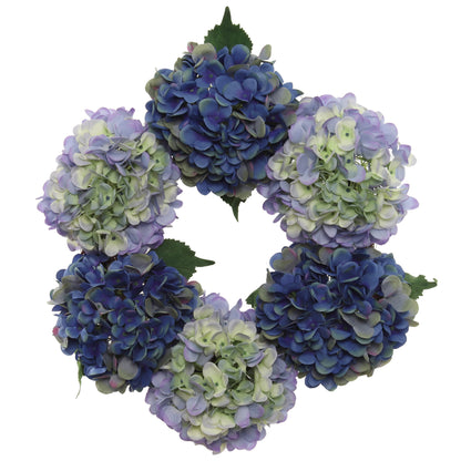 18" Artificial Magenta & Blue Hydrangea Wreath, Handcrafted & UV Resistant, All-Season Floral Decor, Perfect for Home, Weddings, Events & Christmas Displays
