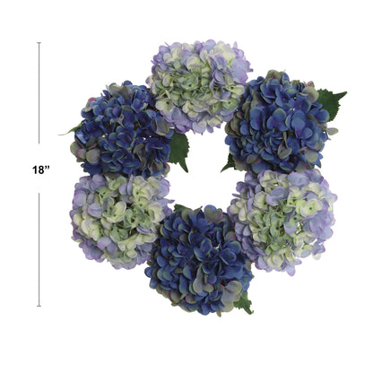 18" Artificial Magenta & Blue Hydrangea Wreath, Handcrafted & UV Resistant, All-Season Floral Decor, Perfect for Home, Weddings, Events & Christmas Displays