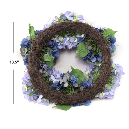 18" Artificial Magenta & Blue Hydrangea Wreath, Handcrafted & UV Resistant, All-Season Floral Decor, Perfect for Home, Weddings, Events & Christmas Displays