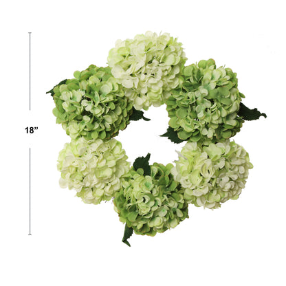 18" Handcrafted Mint & Green Hydrangea Wreath, Elegant Floral Decoration, Holiday & Christmas Home & Door Decor