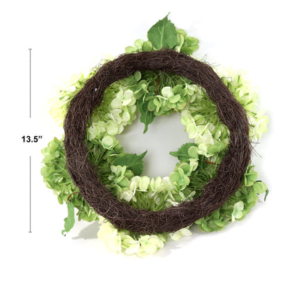 18" Handcrafted Mint & Green Hydrangea Wreath, Elegant Floral Decoration, Holiday & Christmas Home & Door Decor