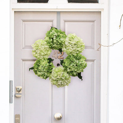 18" Handcrafted Mint & Green Hydrangea Wreath, Elegant Floral Decoration, Holiday & Christmas Home & Door Decor