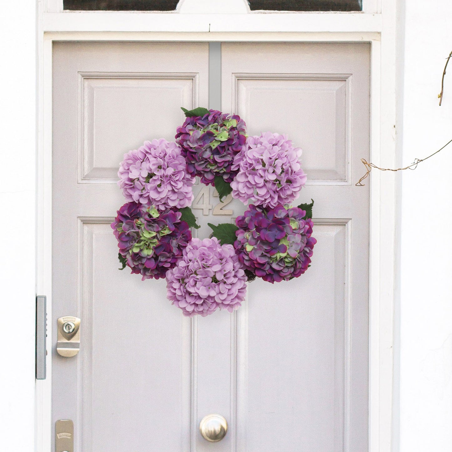 Artificial 18" Magenta & Pink Hydrangea Wreath - Handcrafted, UV Resistant, All-Season, Indoor/Outdoor Decor, Perfect for Home, Wedding, Event