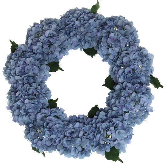 24" Artificial Blue Hydrangea Wreath, Handcrafted & UV Resistant, All-Season Floral Decor, Perfect for Home, Weddings, Events & Christmas Displays