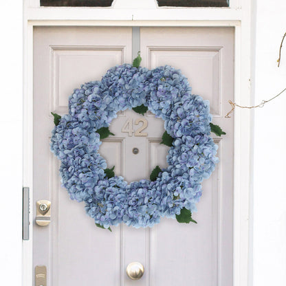 24" Artificial Blue Hydrangea Wreath, Handcrafted & UV Resistant, All-Season Floral Decor, Perfect for Home, Weddings, Events & Christmas Displays