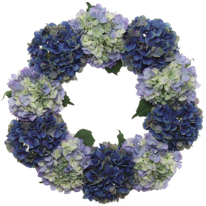 24" Handcrafted Midnight Blue Hydrangea Wreath, UV Resistant, All-Season, Indoor and Outdoor, Perfect for Front Doors - Home & Office Décor