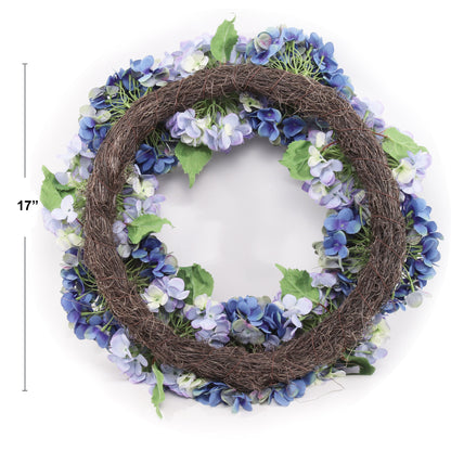 24" Handcrafted Midnight Blue Hydrangea Wreath, UV Resistant, All-Season, Indoor and Outdoor, Perfect for Front Doors - Home & Office Décor